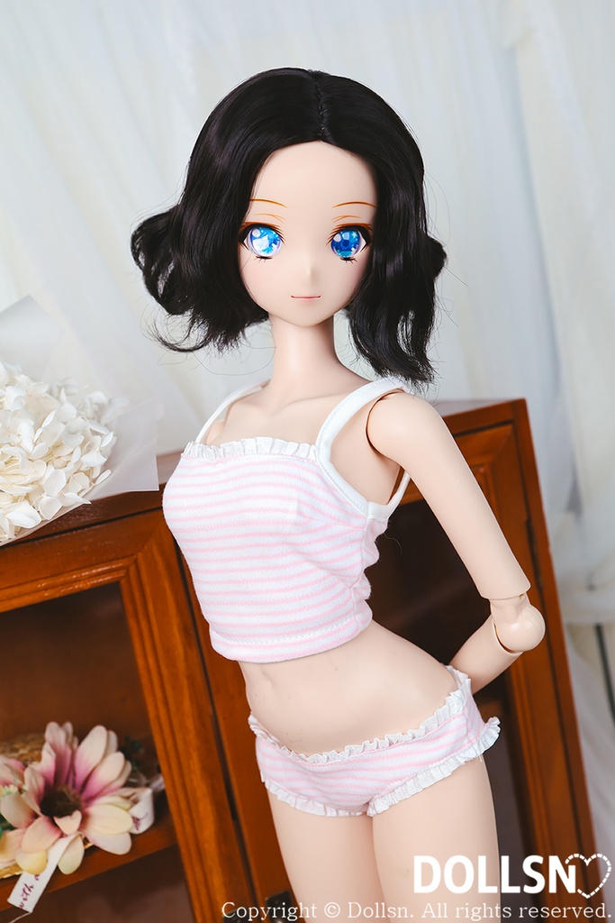  ピンクのボーダー柄下着セット 1/3 SD