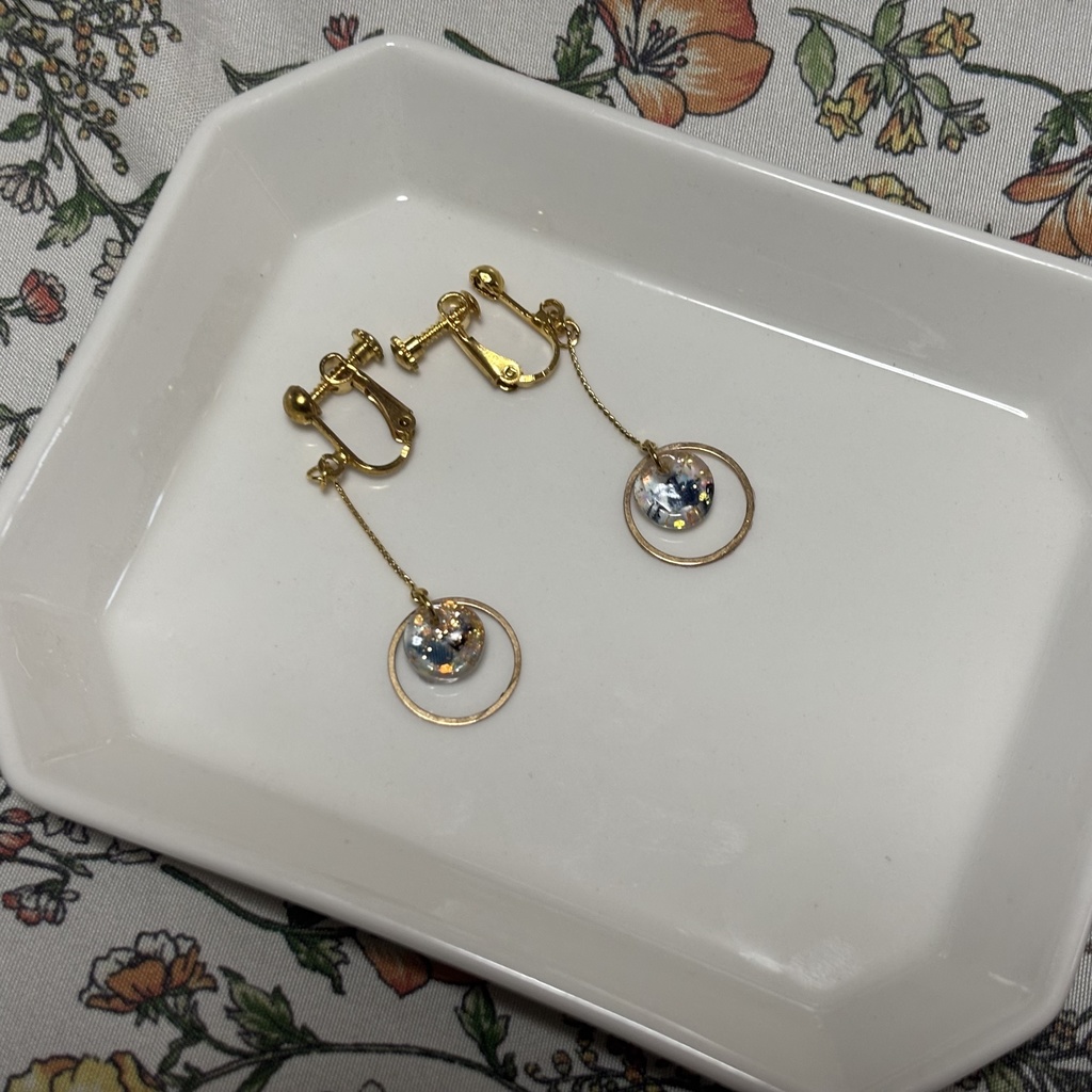 藍染生地切れ端入りイヤリング・ピアス(タイプC)