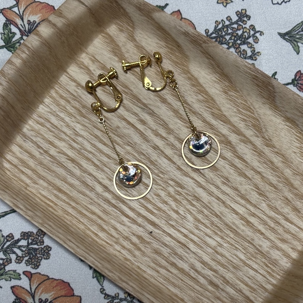 藍染生地切れ端入りイヤリング・ピアス(タイプC)