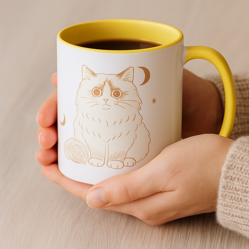 Monchatra ツートーンマグカップ 〈月夜のラグドール〉ラグドール マグカップ