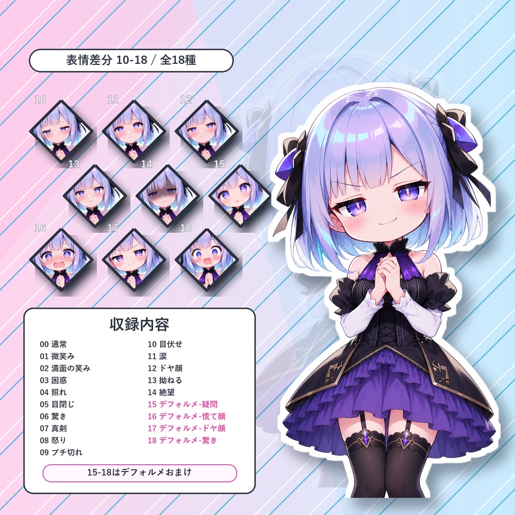 【11】TRPG立ち絵素材 アイドル少女【通常+表情差分14種+デフォルメ4種】