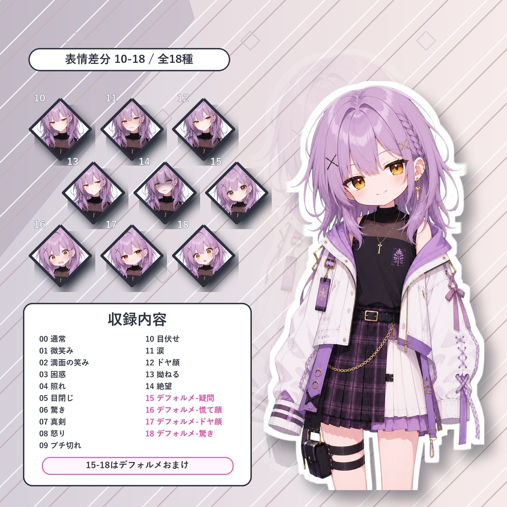 【26】TRPG立ち絵素材 最近風のパーカー少女2【通常+表情差分14種+デフォルメ4種】