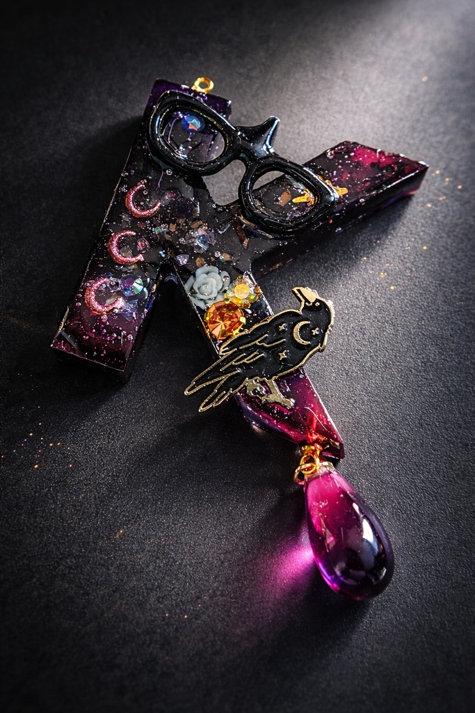 概念イニシャルキーホルダー K  カラスバ