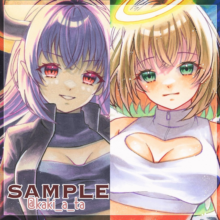 【フレームレス原画】天使ちゃんと悪魔ちゃん