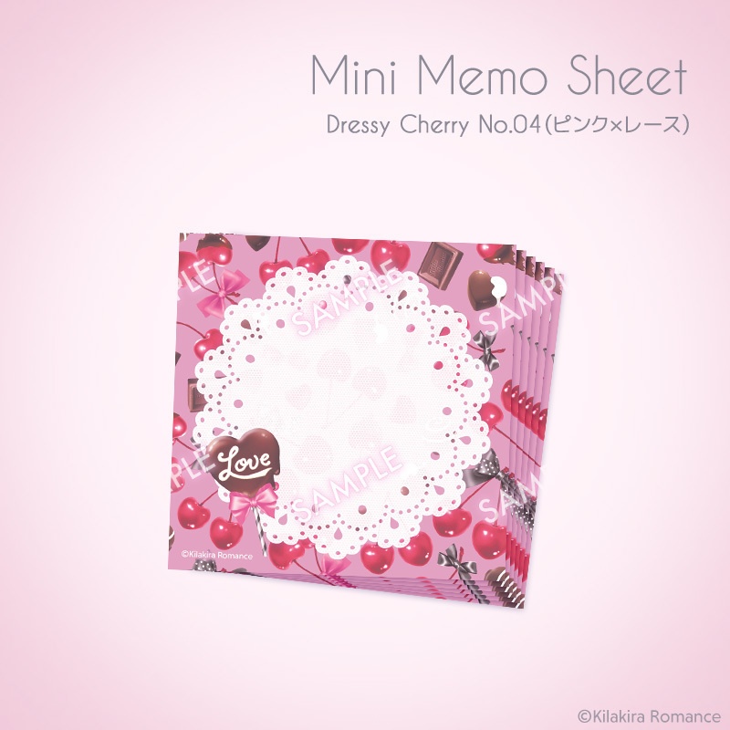 バラメモ用紙ミニ[Dressy Cherry No.04]（ピンク×レース）