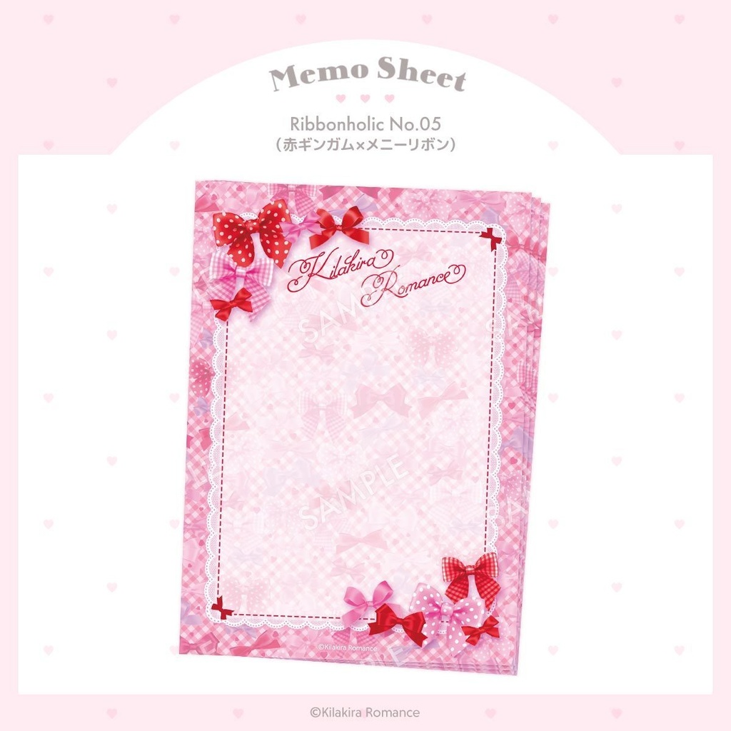 💙限定item💙バラメモ用紙 Ribbonholic No.05(赤ギンガム×メニーリボン)
