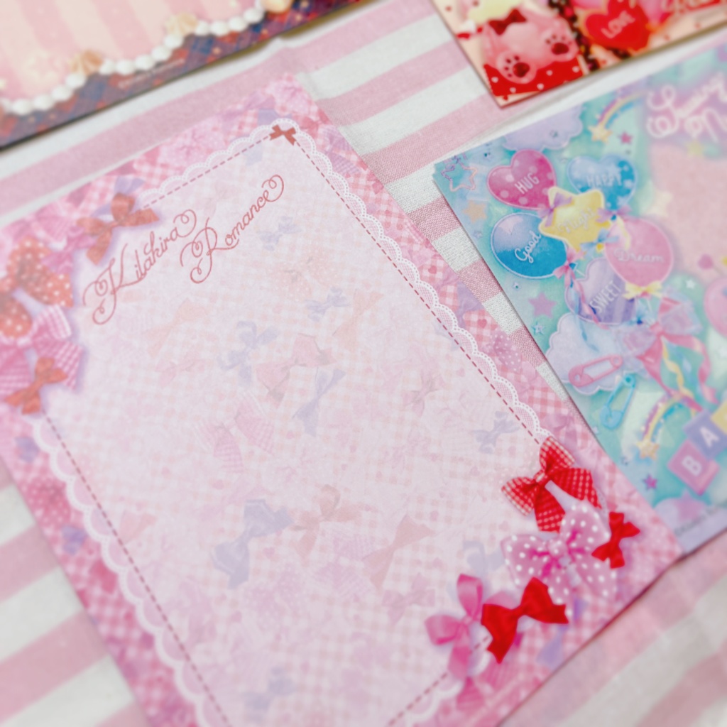 💙限定item💙バラメモ用紙 Ribbonholic No.05(赤ギンガム×メニーリボン)