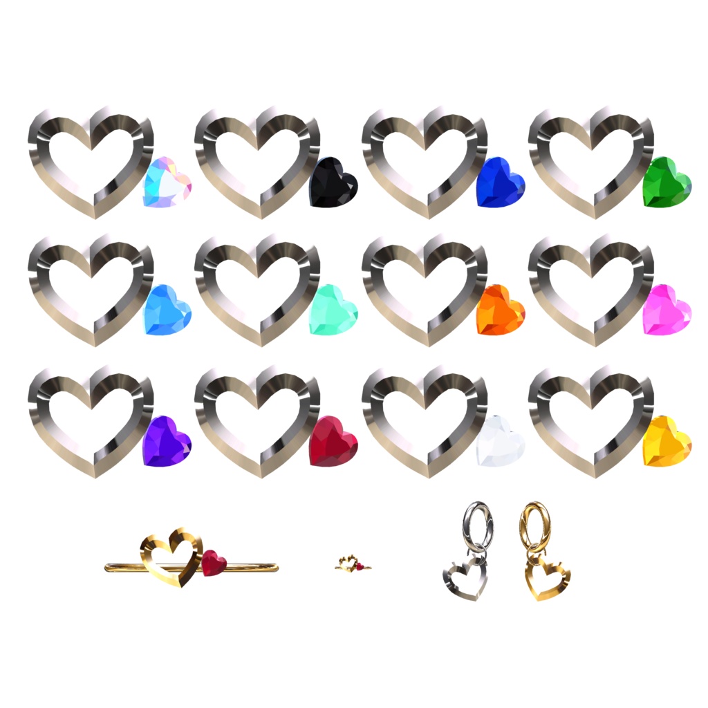 【MA対応】【VRC想定】ハートアクセサリーセット【キプフェル対応】