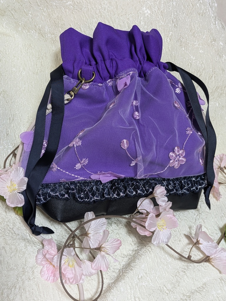 巾着レースショルダーバッグ