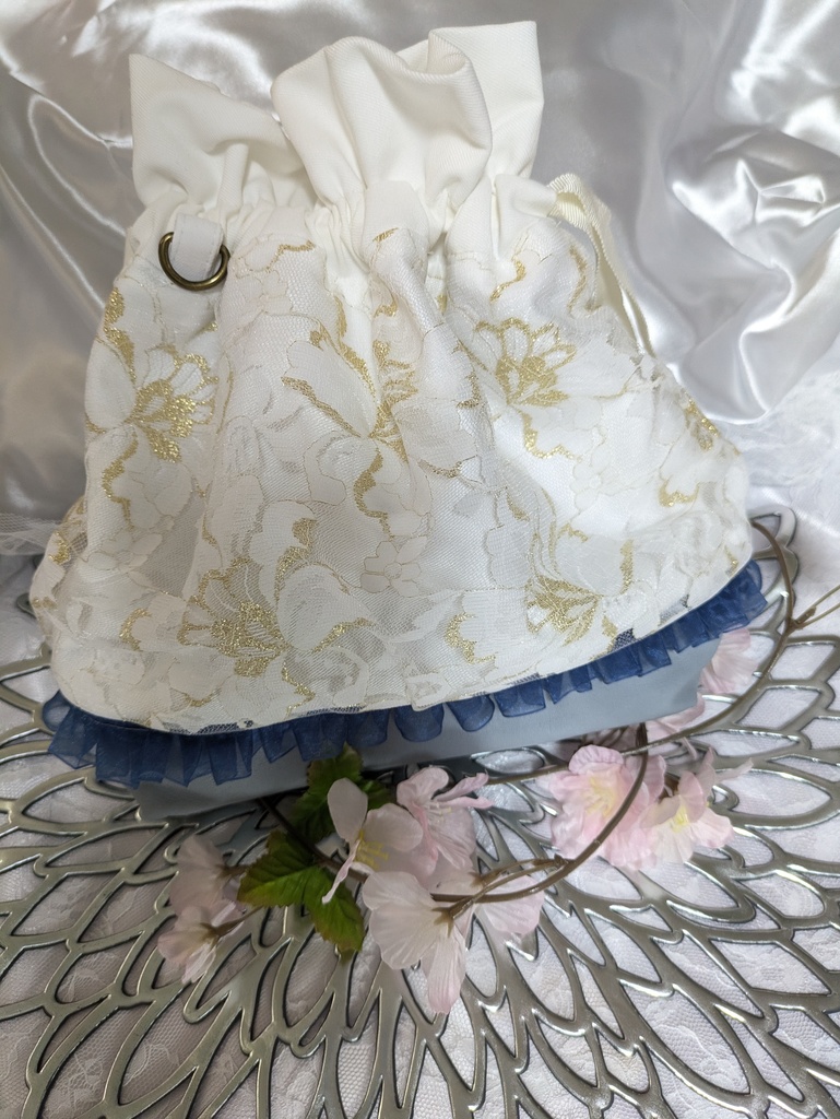 巾着レースショルダーバッグ