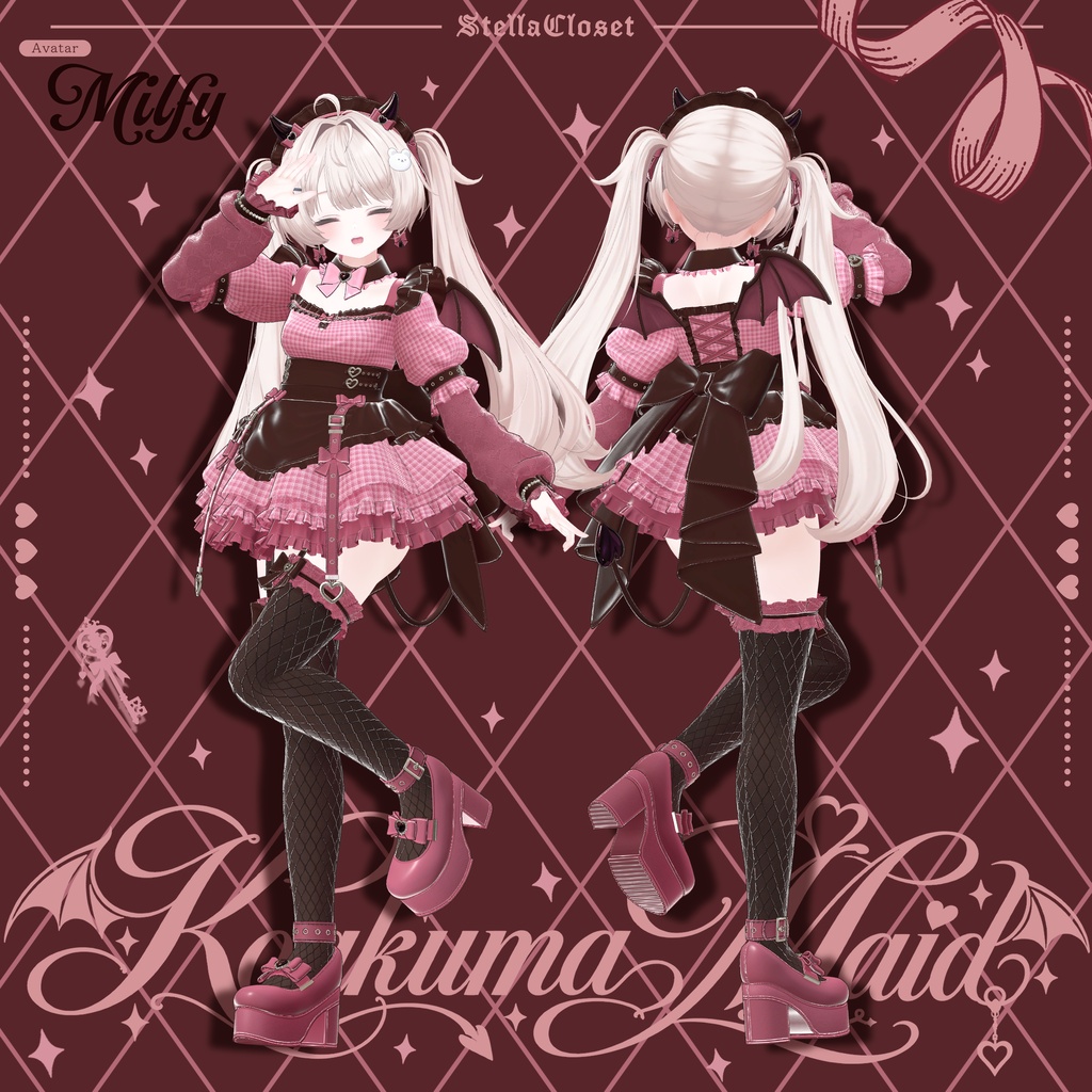 【発売記念SALE】🦇❤️小悪魔メイド❤️🦇-KoakumaMaid-【VRChat向け衣装モデル】