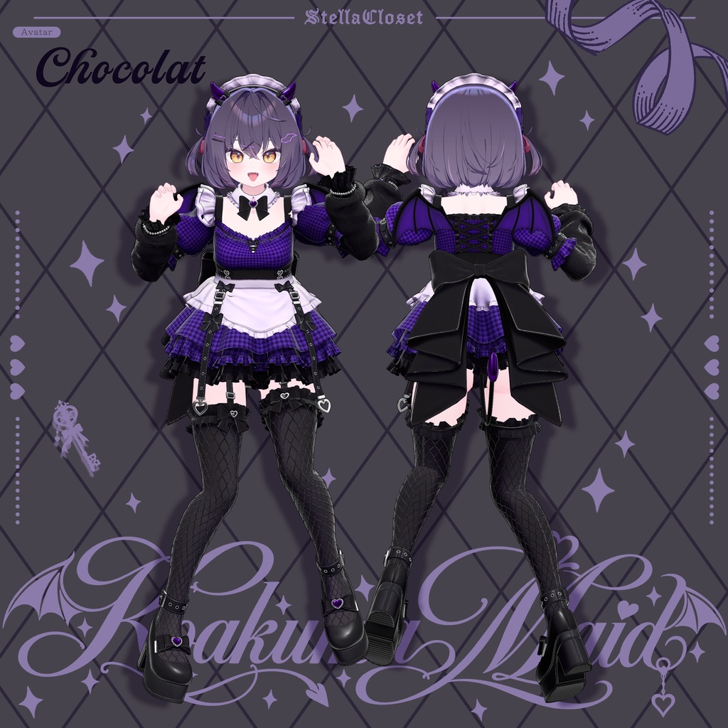 【発売記念SALE】🦇❤️小悪魔メイド❤️🦇-KoakumaMaid-【VRChat向け衣装モデル】