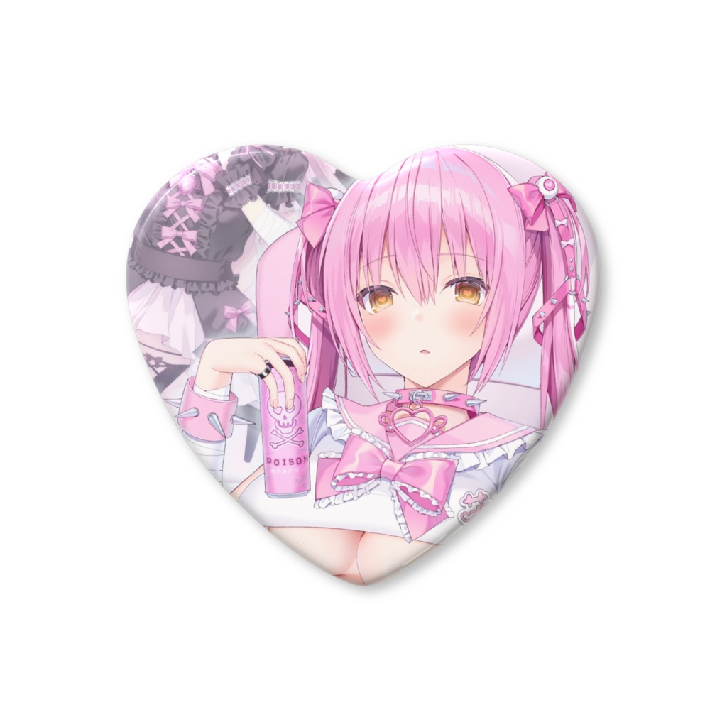 ねこ吸い ハート缶バッジ