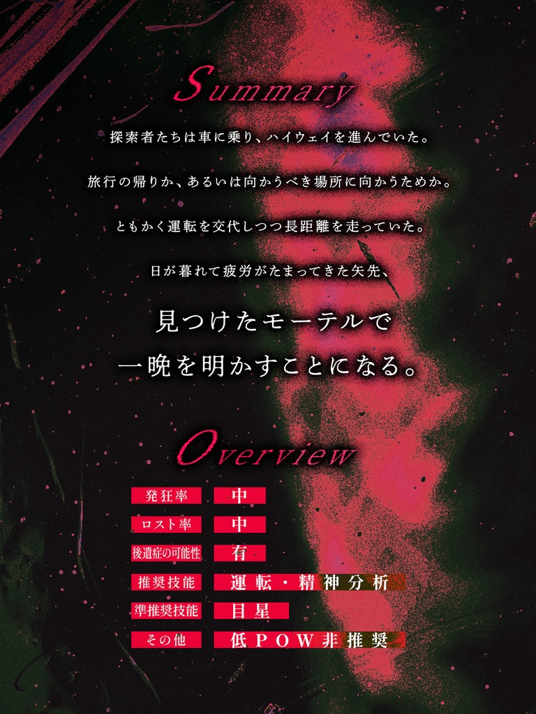 CoC6版シナリオ「ようこそ私たちのモーテルへ」