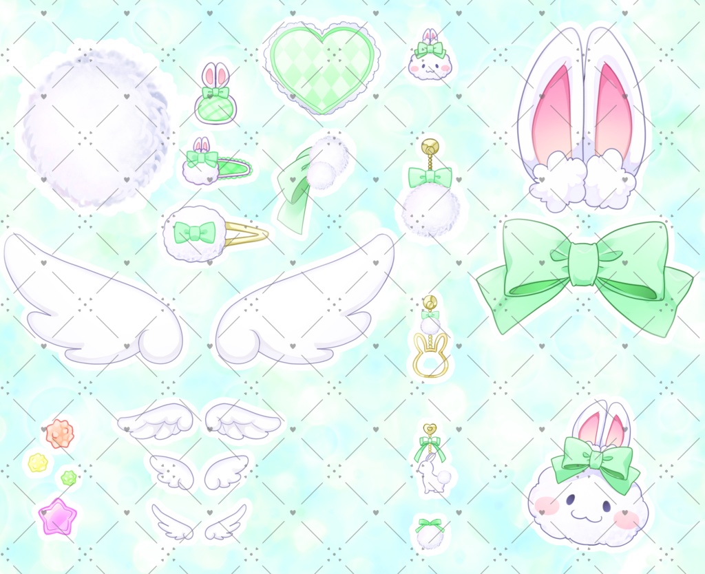 ●ぽあぽあうさぎセット　ミントグリーン