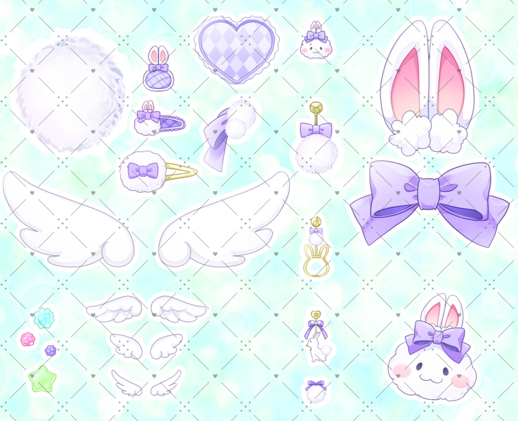 ●ぽあぽあうさぎセット　パープル