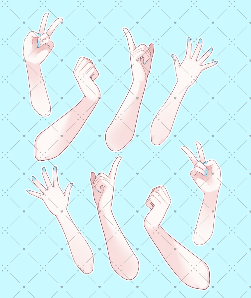 ●手素材　パステル水色