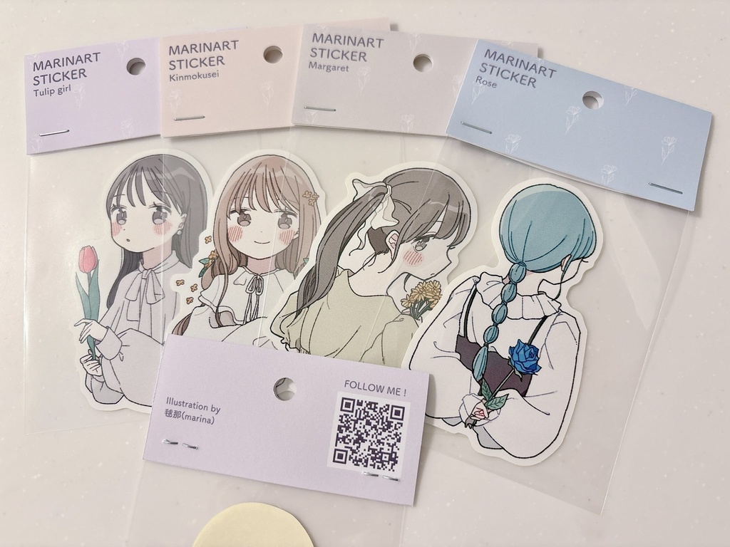 【ステッカー】お花と女の子のステッカー(全4種)