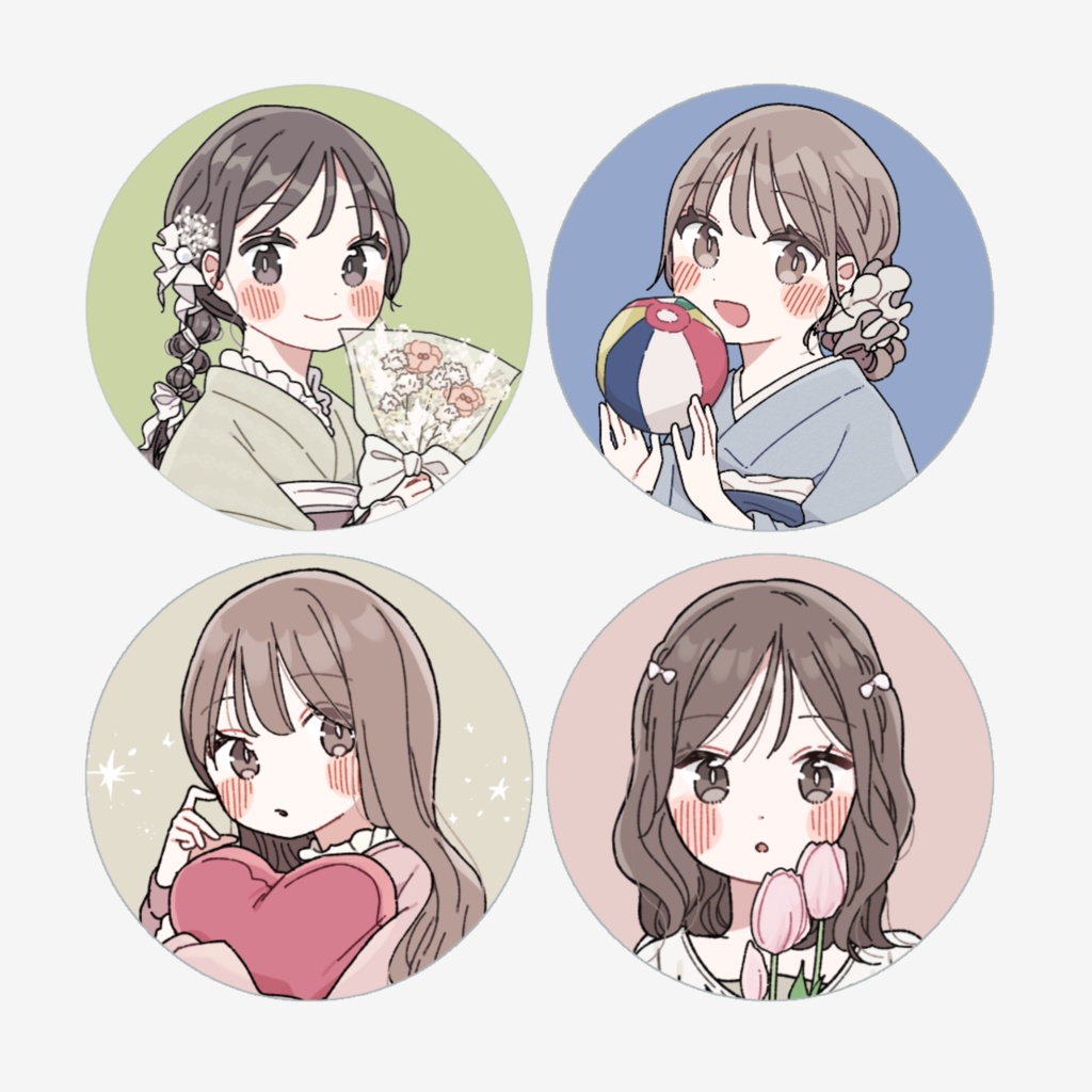 【缶バッジ】女の子の缶バッジ(全4種)