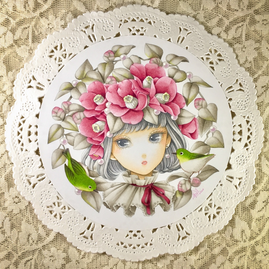 【原画】円形イラスト(ツバキ)