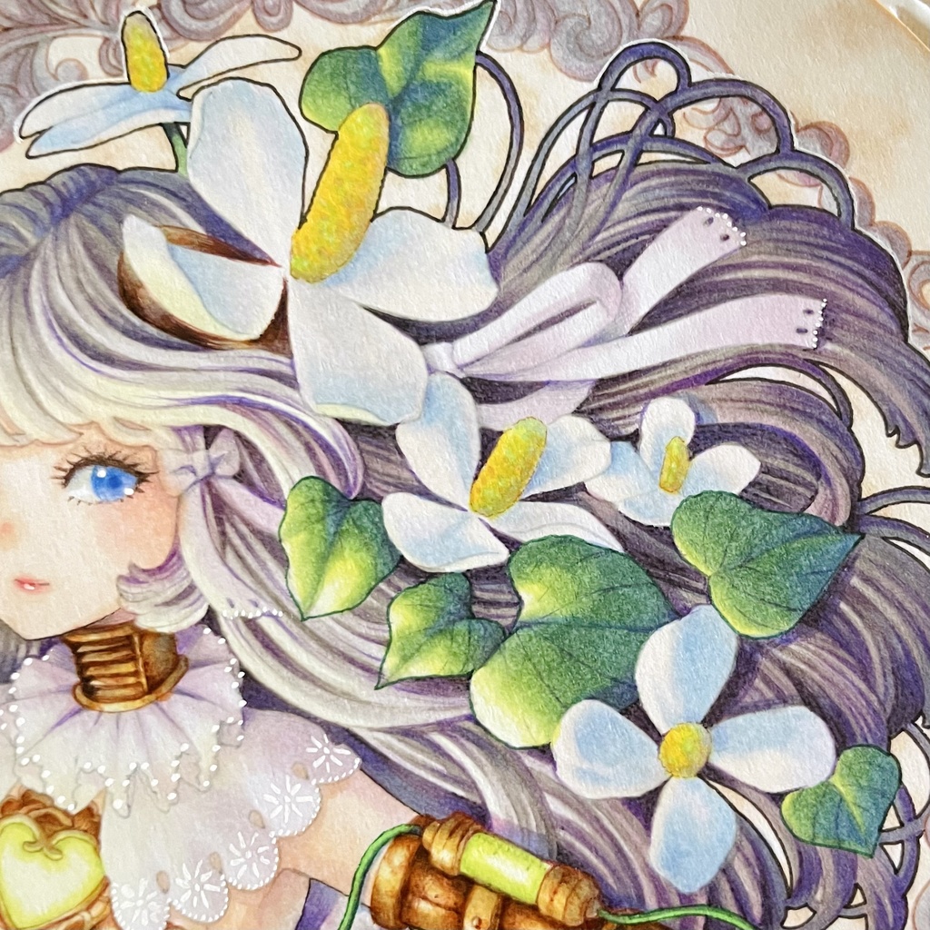 【原画】円形イラスト(ドクダミ)