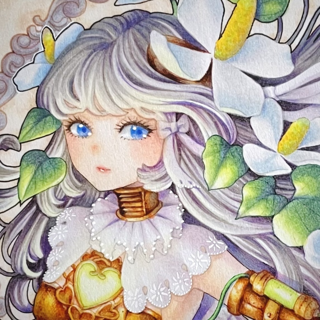 【原画】円形イラスト(ドクダミ)