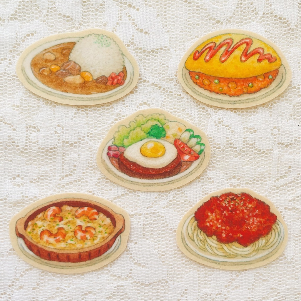 【原画】おいしそうなシール(ディナーメニュー)