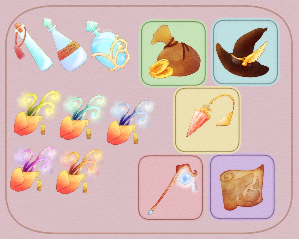 魔法アイテムアイコン素材集