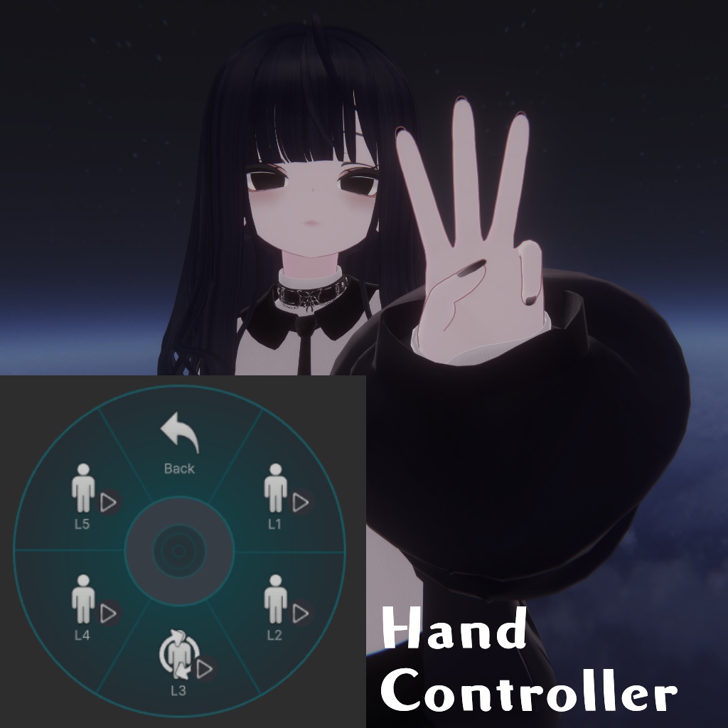 【VRChat想定】ハンドトラッキング無しで手で数を示すギミック