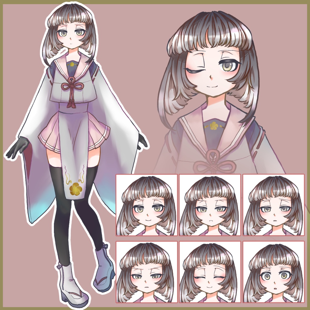 【無料有】巫女セーラー服の少女【差分8種】