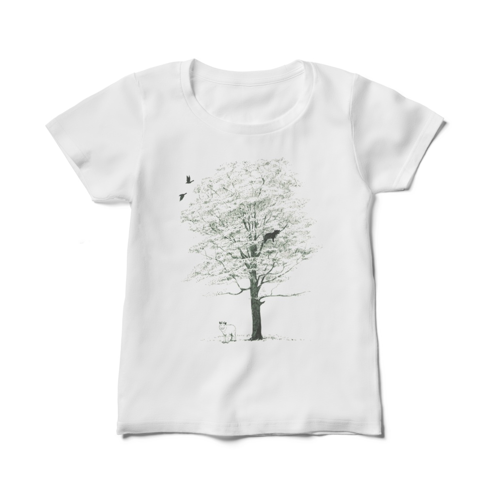 ブナと動物たちTシャツ　レディース