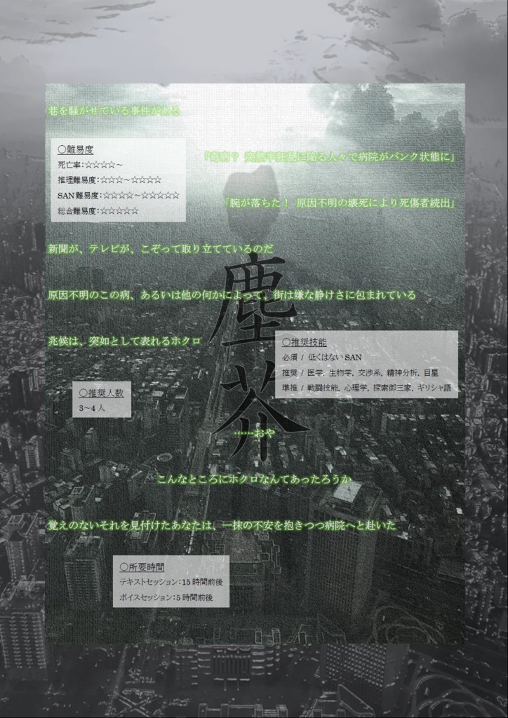 CoC6thシナリオ「塵芥」【SPLL:E109137】