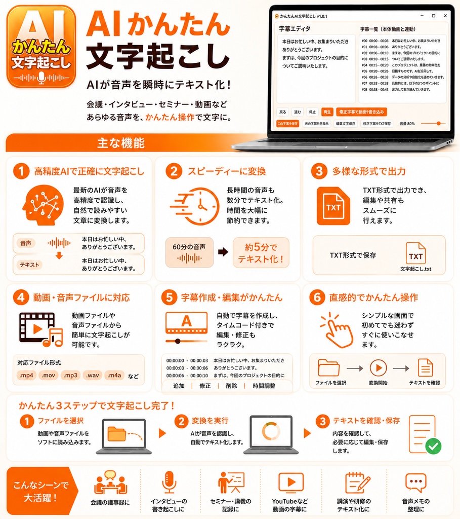 かんたんAI文字起こし 1.0