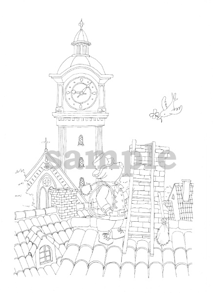 ぶたさんと時計台 -Pig and clock tower-