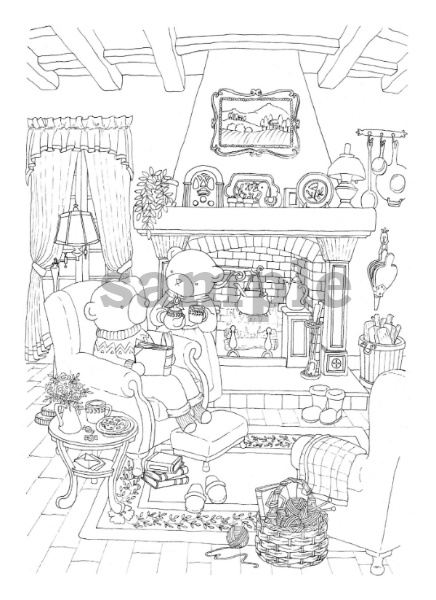 くまさんと暖炉-Bear and fireplace-