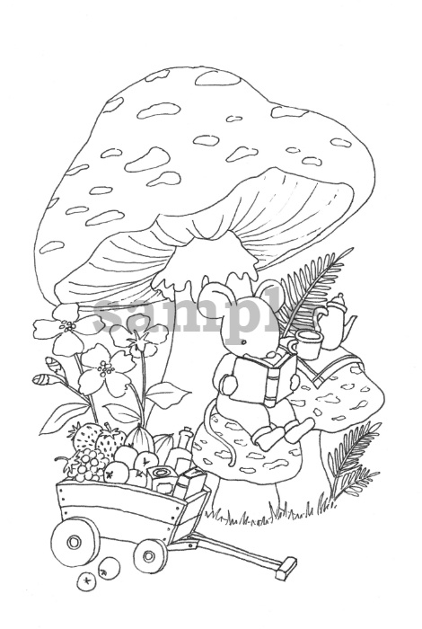 ねずみさんとキノコ Mouse And Mushroom みずほのぬりえ Mizuho S Coloring Book Booth