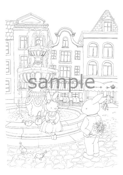 うさぎさんと噴水-Rabbit and fountain-