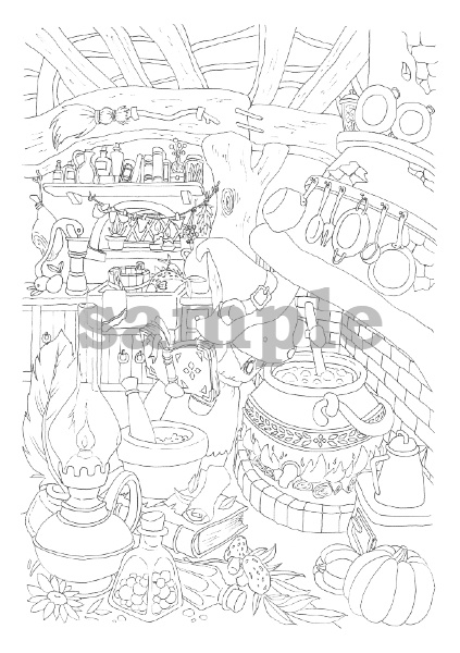 くまの魔女さんと大釜-Bear witch and cauldron-