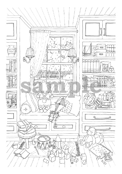 くまさんと窓の雨-Bear and window rain-