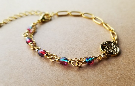 花の彩りブレスレット(フクシア)