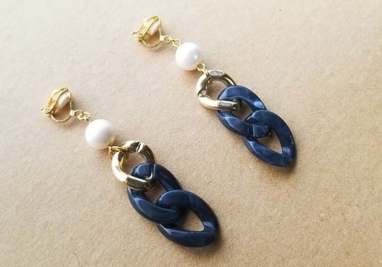 ヴィンテージパールとチェーンのイヤリング(B)