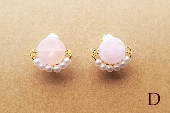 フェイクストーンコインとボトムパールのイヤリング(カラーバリエーション有)