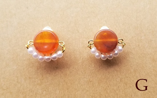 フェイクストーンコインとボトムパールのイヤリング(カラーバリエーション有)