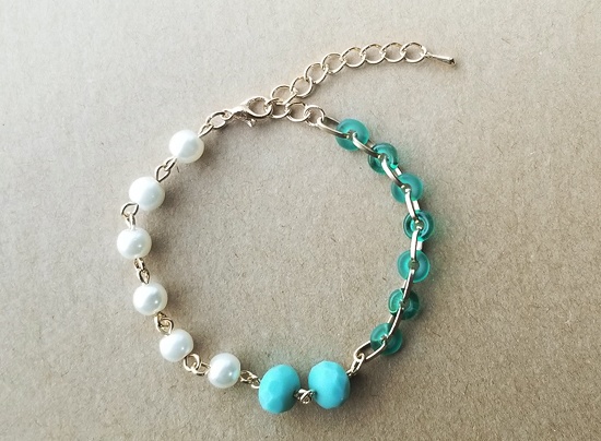 チェコリングビーズのチェーンブレスレット(B)