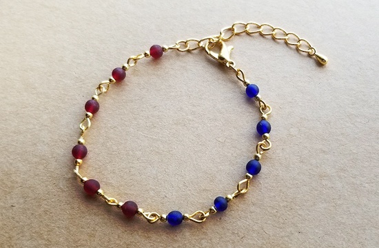 ヴィンテージガラスとチェコビーズのブレスレット