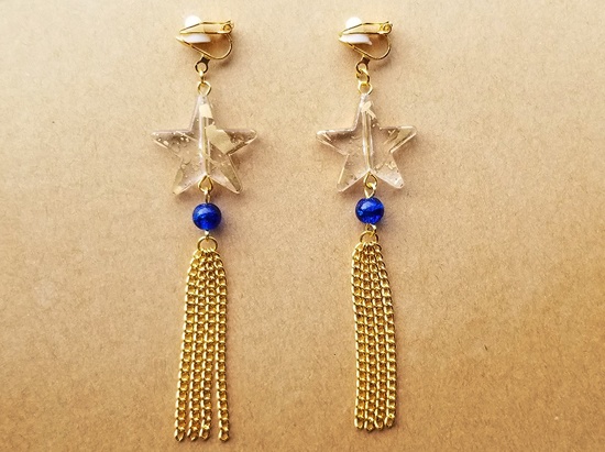 大きな流れ星のイヤリング