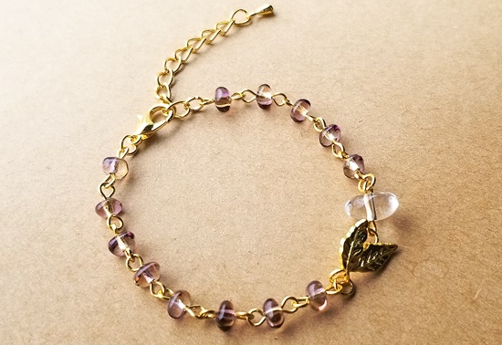 グラデーションガラスのブレスレット(菫)