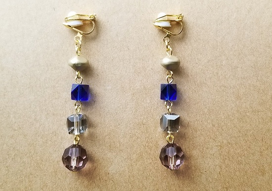 クールカラーイヤリング（青×グレー）