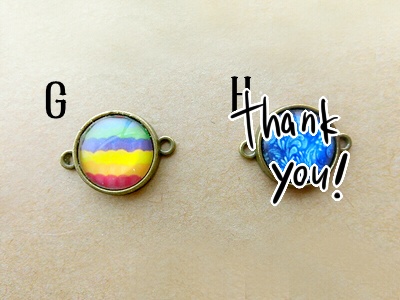 ガラスカボションのワンポイントブレスレット(バリエーション有)