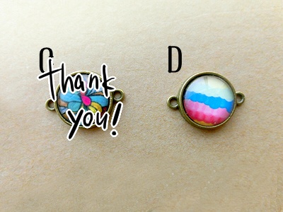 ガラスカボションのワンポイントブレスレット(バリエーション有)